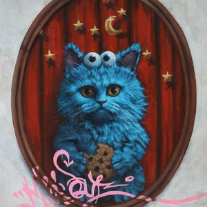 My Soul Cookie Monster Kitty Instant Digital Download Defaced & Vandalized Family Portrait Digital Wall Art By Tyler Tilley image 1