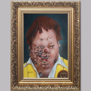 Sorry Pt. 4 Eyes Portrait of Ronald McDonald Return of the Flies McDonalds X Rhino Fantasy & Reality Original Oil Painting image 2