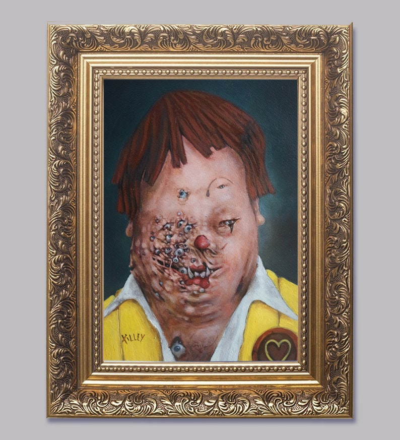 Sorry Pt. 4 Eyes Portrait of Ronald McDonald Return of the Flies McDonalds X Rhino Fantasy & Reality Original Oil Painting image 2