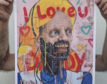 I love you Daddy | Robot Princess | Signed Limited Edition (30) | Size A3 (29.7cm x 42cm) | Free Shipping | Tyler Tilley