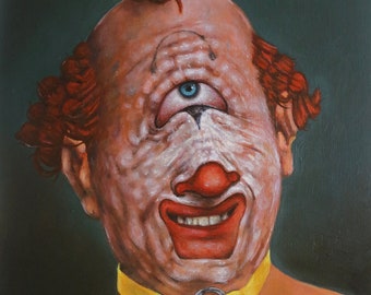 Sorry (McGimp) | Portrait of Ronald McDonald | McDonalds X Gimp Crossover | One Eyed Clown | Fantasy & Reality | Original Oil Painting