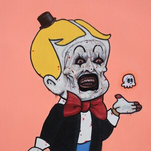 Richie Rich The Clown | Richie Rich X Art The Clown | Original Oil Painting By Tyler Tilley | Cartoon X Terrifier Mashup | Bent Memories