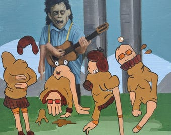 texas chainsaw jamboree | guitar hero | Painting my imaginary Friends | Contemporary Pop Art Oil Painting by Tyler Tilley