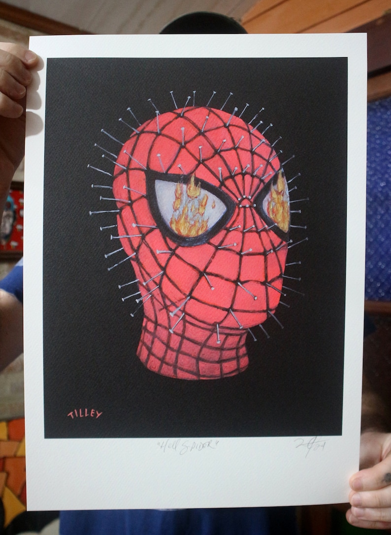 Hell Spider: Hellraiser X Spiderman Size A3 Signed Prints Multiverse Antihero Infamous print by Tyler Tilley image 2