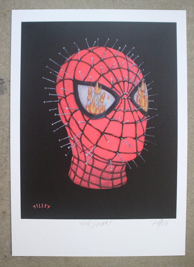 Hell Spider: Hellraiser X Spiderman Size A3 Signed Prints Multiverse Antihero Infamous print by Tyler Tilley image 4