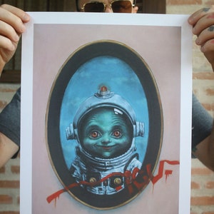 ICU Limited Edition Signed Print Only 10 29.7cm x 42cm Free Shipping Alien Invasion Print Mars Attacks Adorable Martian image 1