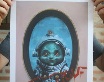 ICU | Limited Edition Signed Print (Only 10) | (29.7cm x 42cm) | Free Shipping | Alien Invasion Print | Mars Attacks Adorable Martian