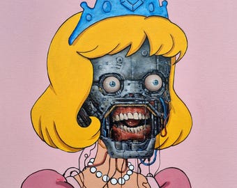 robot princess | Painting my imaginary Friends | Cartoon realism Portrait: Oil Painting