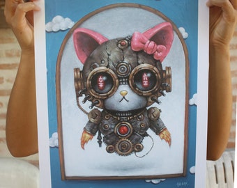 Goodbye Kitty | Limited Edition Signed Print (Only 10) | Hello Kitty Cyborg Print | A3 | (29.7cm x 42cm) | Free Shipping