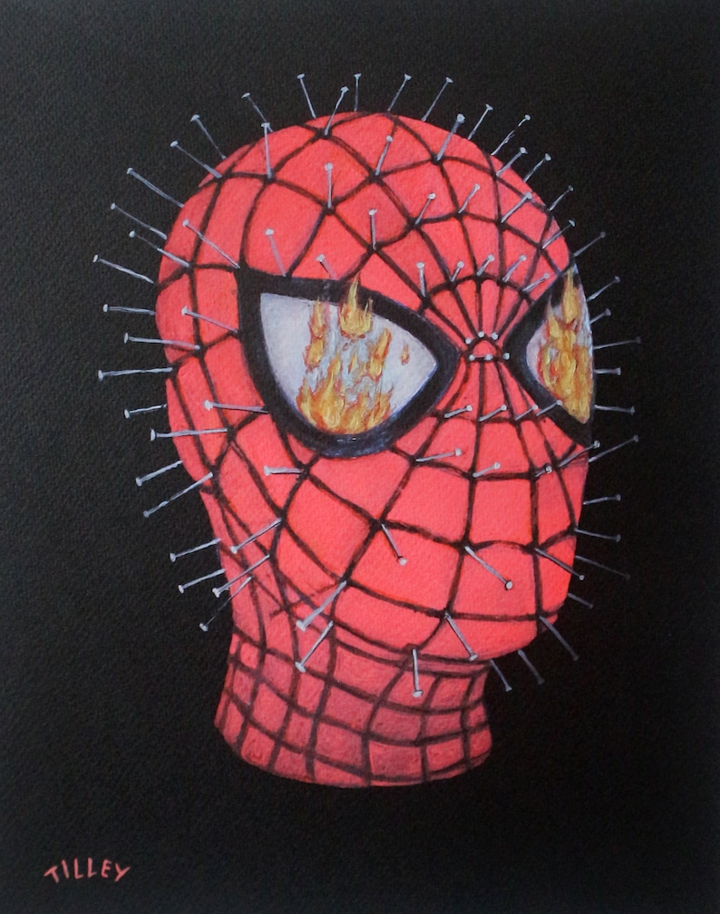 Hell Spider: Hellraiser X Spiderman Size A3 Signed Prints Multiverse Antihero Infamous print by Tyler Tilley image 1