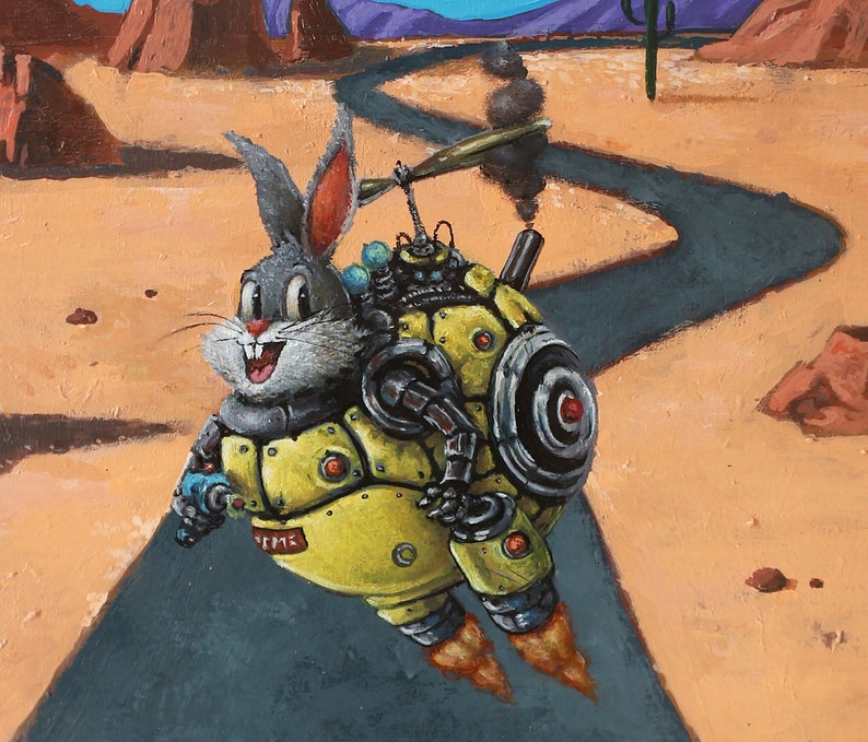 Back to the Future Oil Painting Bugs Bunny Sci-Fi Mashup Cute and Weird Surreal Visions Looney Tunes Classic x Time Travel image 3