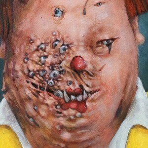 Sorry Pt. 4 Eyes Portrait of Ronald McDonald Return of the Flies McDonalds X Rhino Fantasy & Reality Original Oil Painting image 5