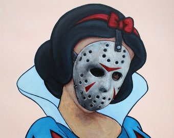 Jason White III | Snow White x Jason Voorhees Mashup | Cartoon x Realism Apocalypse | Original Oil Painting By Tyler Tilley | Bent Memories