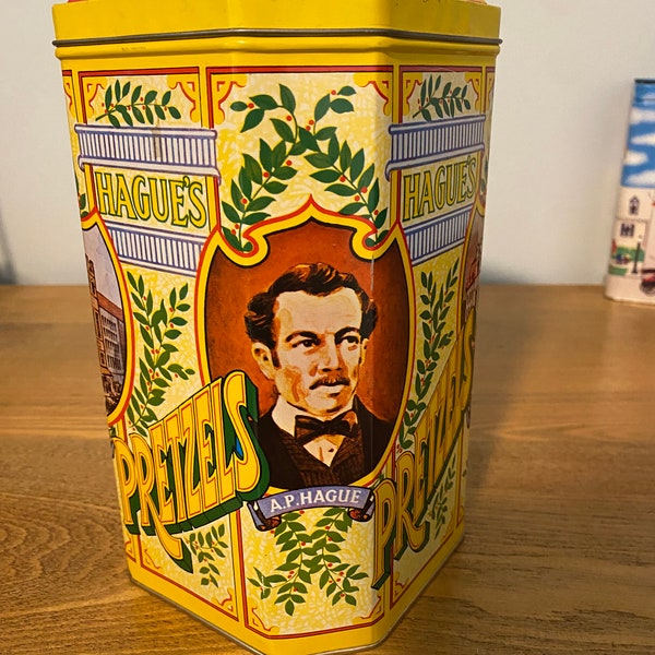 Vintage Hague’s Pretzels tin