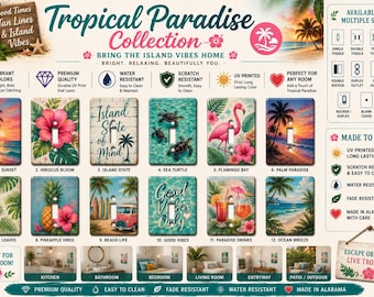 Tropical Light Switch Cover | Beach Decor Switch Plate | Palm Tree Wall Plate | Hibiscus Bathroom Decor | Coastal Outlet Cover