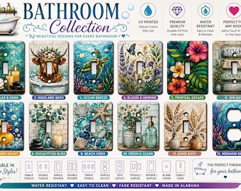 Bathroom Light Switch Cover Collection | UV Printed Switch Plate | Farmhouse, Coastal, Floral, Spa Decor | Multiple Styles Available