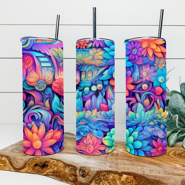 Vibrant Fun Hippy Vibes Tumbler wrap, Instant download