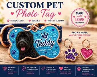 Custom Pet Photo Tag, Personalized Dog ID Tag, Acrylic Pet Name Tag, Custom Dog Collar Tag, Pet Memorial Gift