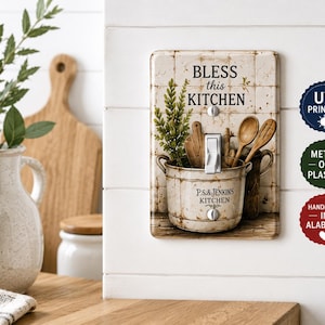 Farmhouse Kitchen Light Switch Cover | Decorative Switch Plate | Rustic Outlet Cover | UV Printed Metal or Plastic | Handmade in Alabama
