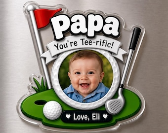 Personalized Golf Magnet for Dad | Custom Photo Father's Day Gift | Papa Picture Magnet | Golf Lover Gift