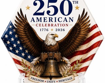 America 250 Ceramic Tile Plaque | 1776-2026 Patriotic Decor | Semiquincentennial Celebration | Liberty Bell Eagle Gift