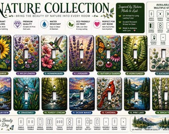 Nature Light Switch Cover | Botanical Switch Plate | Wildflower, Hummingbird & Forest Decor | UV Printed Wall Plate | Home Decor