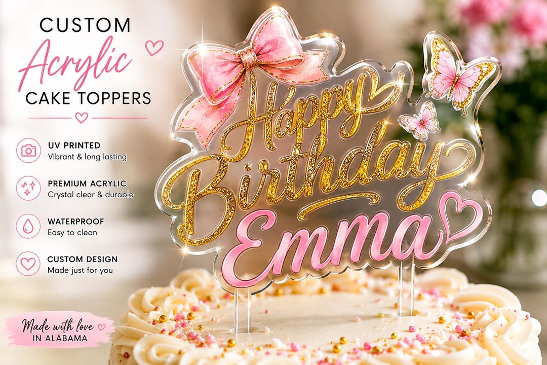 Custom Photo Acrylic Cake Topper | Personalized Birthday Party Decor - Etsy