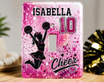 Personalized Cheerleader Light Switch Cover | Custom Name, Number Decor