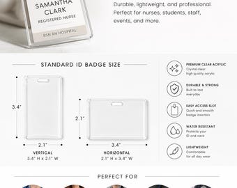 Custom Photo ID Badge | Clear Acrylic Name Badge Holder (UV Printed)