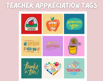 Teacher Appreciation Gift Tags for Teachers, Preschool and Elementary School Gifts, Classroom Worksheets for Students and Teachers