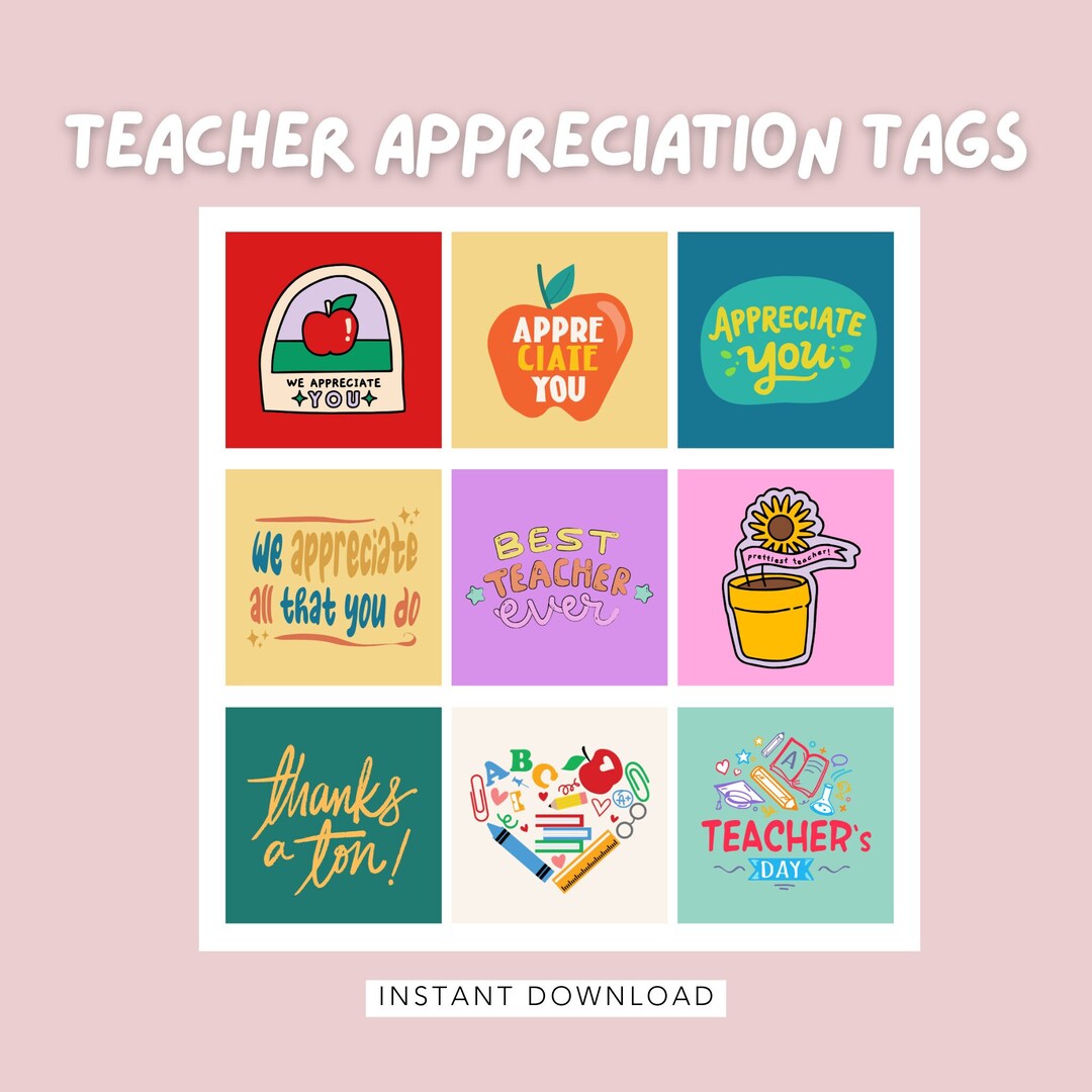 Teacher Appreciation Gift Tags for Teachers, Preschool and Elementary ...