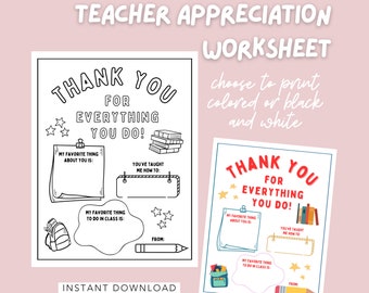 Teacher Appreciation Coloring Sheet for Teachers, Preschool and Elementary School Flyers, Classroom Worksheets for Students and Teachers