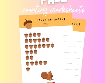 Fall Themed Preschool Learning Worksheets, Counting Numbers Worksheet for Teachers, Preschool Counting Practice, Toddler Learning Activities
