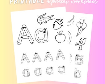Printable Worksheet for Teachers and the Classroom, Preschool Alphabet Tracing, Coloring Pages for Students, Teacher and Classroom Decor