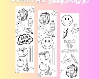 Digital Bookmark for the Classroom, Bookmark Set, Back to School Bookmarks, DIY Coloring Bookmarks for Students, Teacher and Classroom Decor