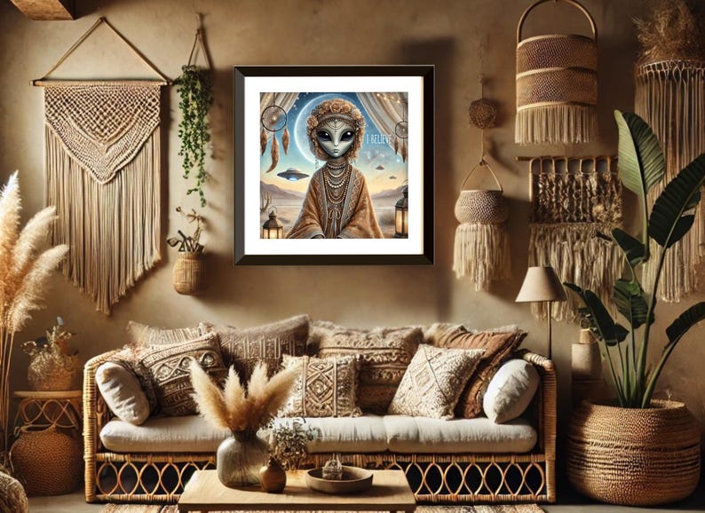 Boho Alien Goddess Wall Art Digital Download Mystical Feminine Decor ...