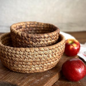 French antique hand woven basket set