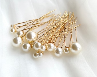 Pearl Hair Pins 18 Pieces, Gold Bridal Pearl Pin, Wedding Hair Pins, Bridal Hair Pins, Pearl Hair Accessorries, Pearl Bridal Hair Piece,