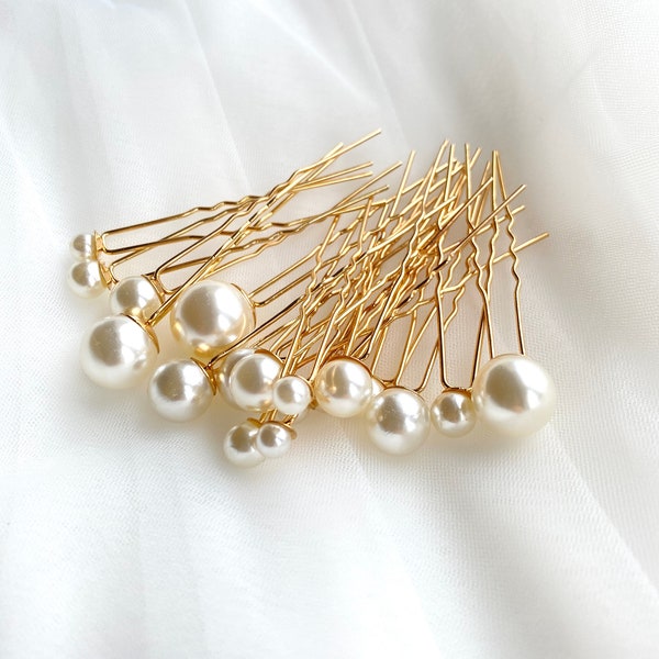 Pearl Hair Pins 18 Pieces, Gold Bridal Pearl Pin, Wedding Hair Pins, Bridal Hair Pins, Pearl Hair Accessorries, Pearl Bridal Hair Piece,