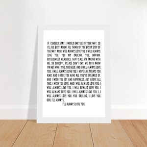 Arte lirica "Ti amerò sempre" Poster classico con cornice in legno su carta semilucida 13 x 18 cm / 5x7″
