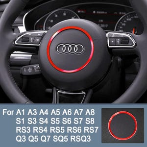 Audi Steering Wheel Ring Trim – Blue/Red/Purple – Fits A1 A3 A4 A5 A6 A7 Q3 Q5 & More (2010–2018)