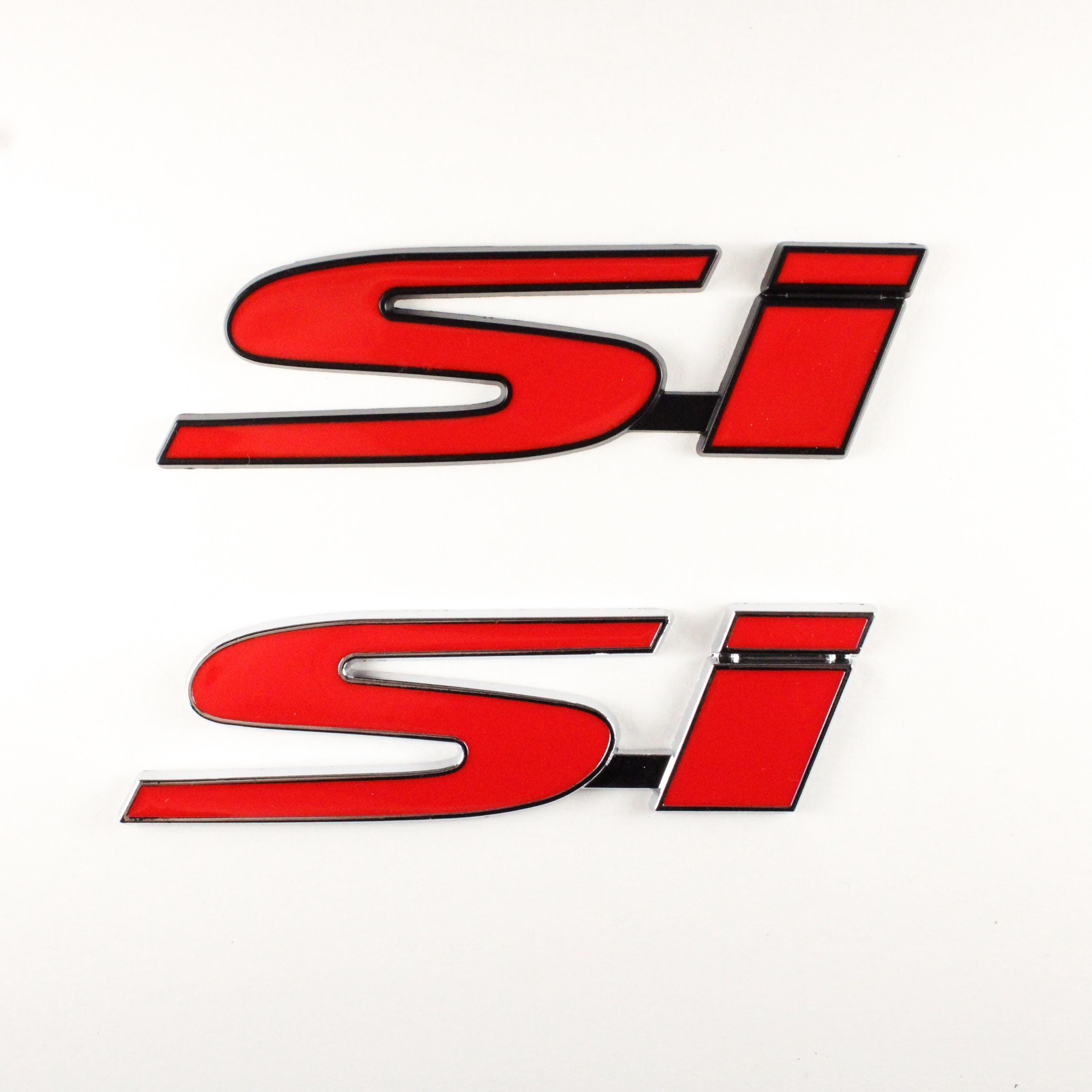 3x Blue SI Emblem Decal Sticker Badge – 4.3x1 Inch – For Civic Trunk Fender Lip – SDeelCase