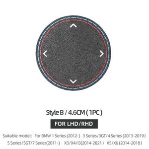 May include: A black round knob with a blue and red ring around the edge. The knob has four directional arrows pointing up, down, left, and right. The text "Style B / 4.6CM (1PC)" and "FOR LHD/RHD" is printed below the knob.