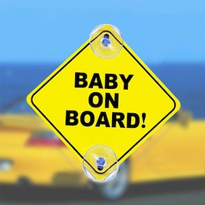 Señal de "Bebé a bordo" para coche: señal de seguridad con doble ventosa para la ventana del vehículo, bonita señal de advertencia para bebés para nuevos padres.