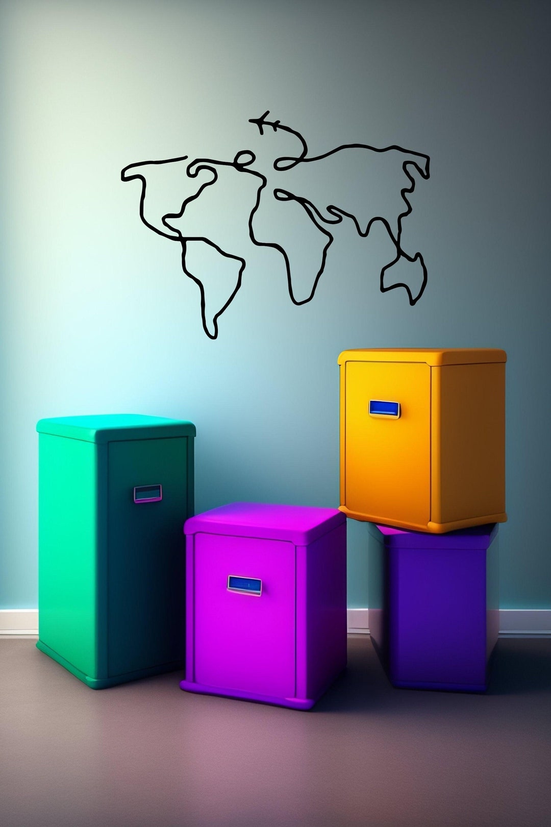 World Map Wall Art, World Map Wall Decor, Metal World Map Decor, Unique