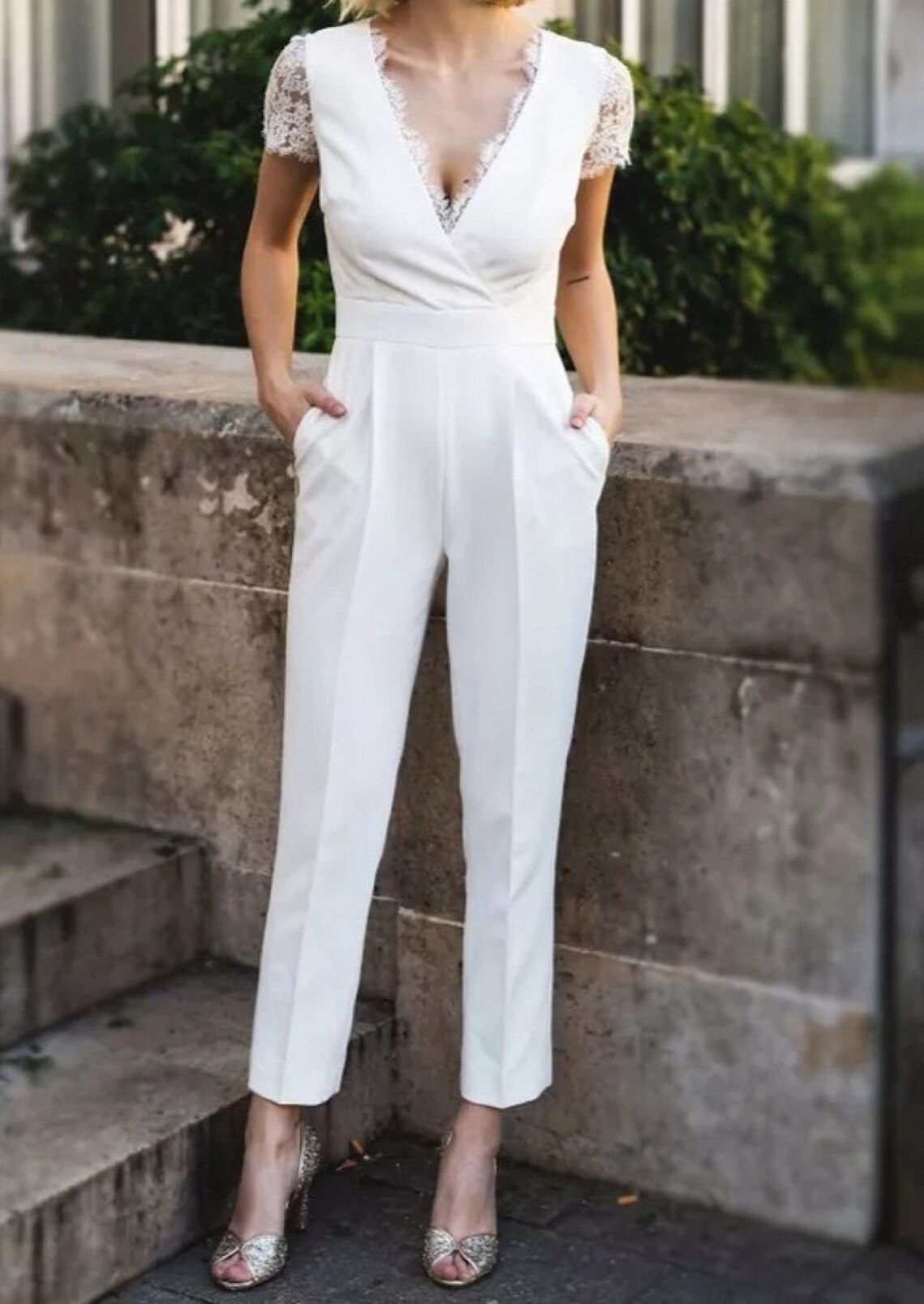 Bridal Jumpsuit for Courthouse Wedding, Reception, Bridal Shower, After