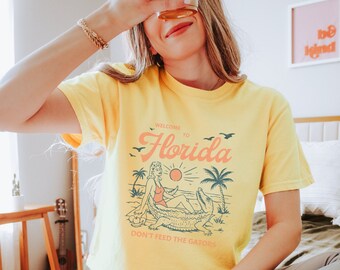Florida shirt y2k crop top, Sunshine Shirt, Beachy shirt, Ocean Shirt, Alligator Shirt, Trendy Florida Shirt, Retro Florida, Comfort Colors