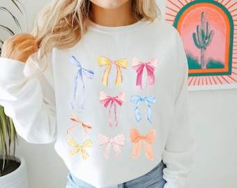 Bows Coquette Sweatshirt, Balletcore Sweatshirt, Bow Sweatshirt, Preppy stuff, Coquette Top, Soft Girl Aesthetic, Coquette Cowgirl