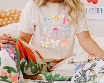 Coquette Bows y2k Baby Tee, Balletcore y2k Crop Top, Preppy stuff Coquette Top, Pastel Soft Girl Aesthetic Coquette Cowgirl, Comfort Colors