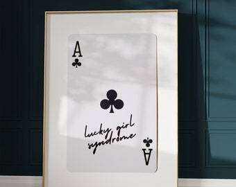 Lucky Girl Syndrome, Lucky You Wall Art, Happy Hour Print, 70s Wall Art, Printable Wall Art, y2k Room Decor, Prints Wall Art Trendy Neutral
